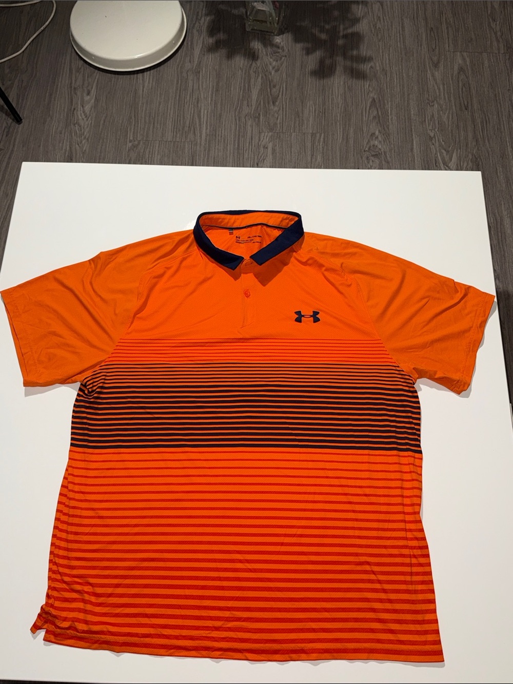 Under Armour Men’s Orange Polo with Navy Trim Sz XXL